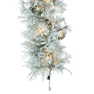 Flocked Pine Cone Pre-Lit Outdoor Garland - 23"x18"x13"