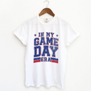 Simply Sage Market Women's In My Game Day Era - Blue Short Sleeve Garment Dyed Tee - 1 of 4