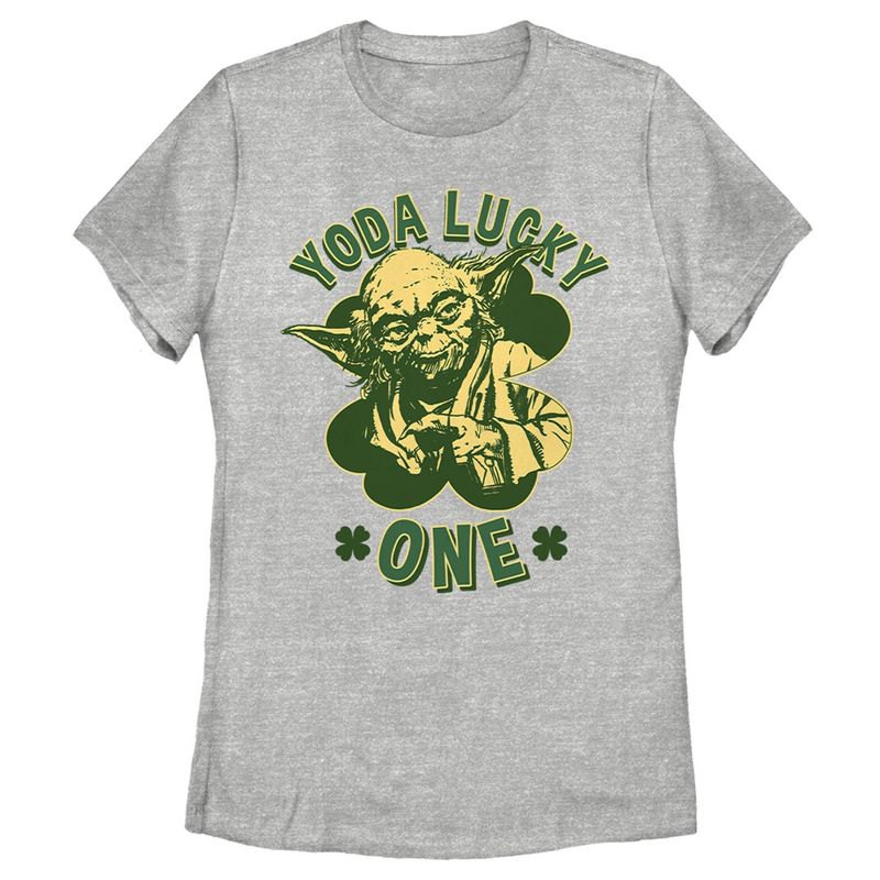 Women's Star Wars St. Patrick's Day Yoda Lucky One T-Shirt, 1 of 5