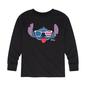 Boys' - Lilo and Stitch - Stitch Flag Glasses Long Sleeve Graphic T-Shirt - 1 of 4