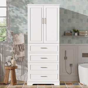 Vynxaria 72.2'' Tall Freestanding Bathroom Cabinet with 3 Drawers (Partitioned, Standard, Deep), Adjustable Shelf, Modern Elegant Style - 1 of 4