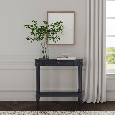 Marisol Black Solid Wood Console Table with Storage