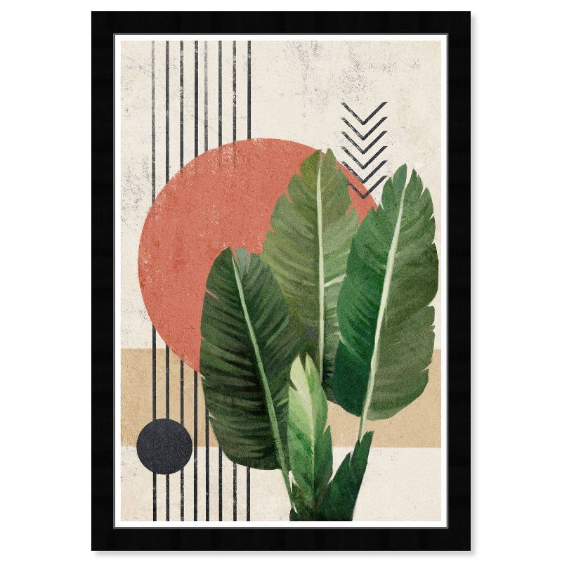 15&#34;x21&#34; Wynwood Studio Abstract Banana Leaves Art Print, Framed Botanical Wall Decor, Green, Modern Style, Hand-Curated, Ready to Hang, 1 of 8