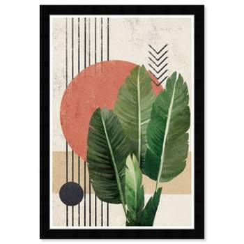 15"x21" Wynwood Studio Abstract Banana Leaves Art Print, Framed Botanical Wall Decor, Green, Modern Style, Hand-Curated, Ready to Hang