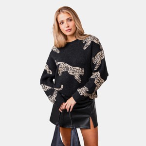 Women's Leopard Print Cozy Knit Sweater - Cupshe - 1 of 4