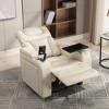 270° Swivel Power Recliner Chair with Tray Table, Phone Holder, Cup Holder & USB Port, PU Leather Home Theater Seat w/ Arm Storage, White - ModernLuxe - 2 of 4