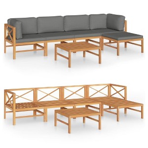 vidaXL Garden Lounge Set Grey and Natural Wood Solid Teak Wood Medium - 1 of 4