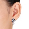 EVERLY JEWELRY | Sterling Silver 5 3/4 CT TGW London and Sky Blue Topaz, Sapphire & Cultured Freshwater Pearl Cluster Earrings and Pendant with chain - 4 of 4