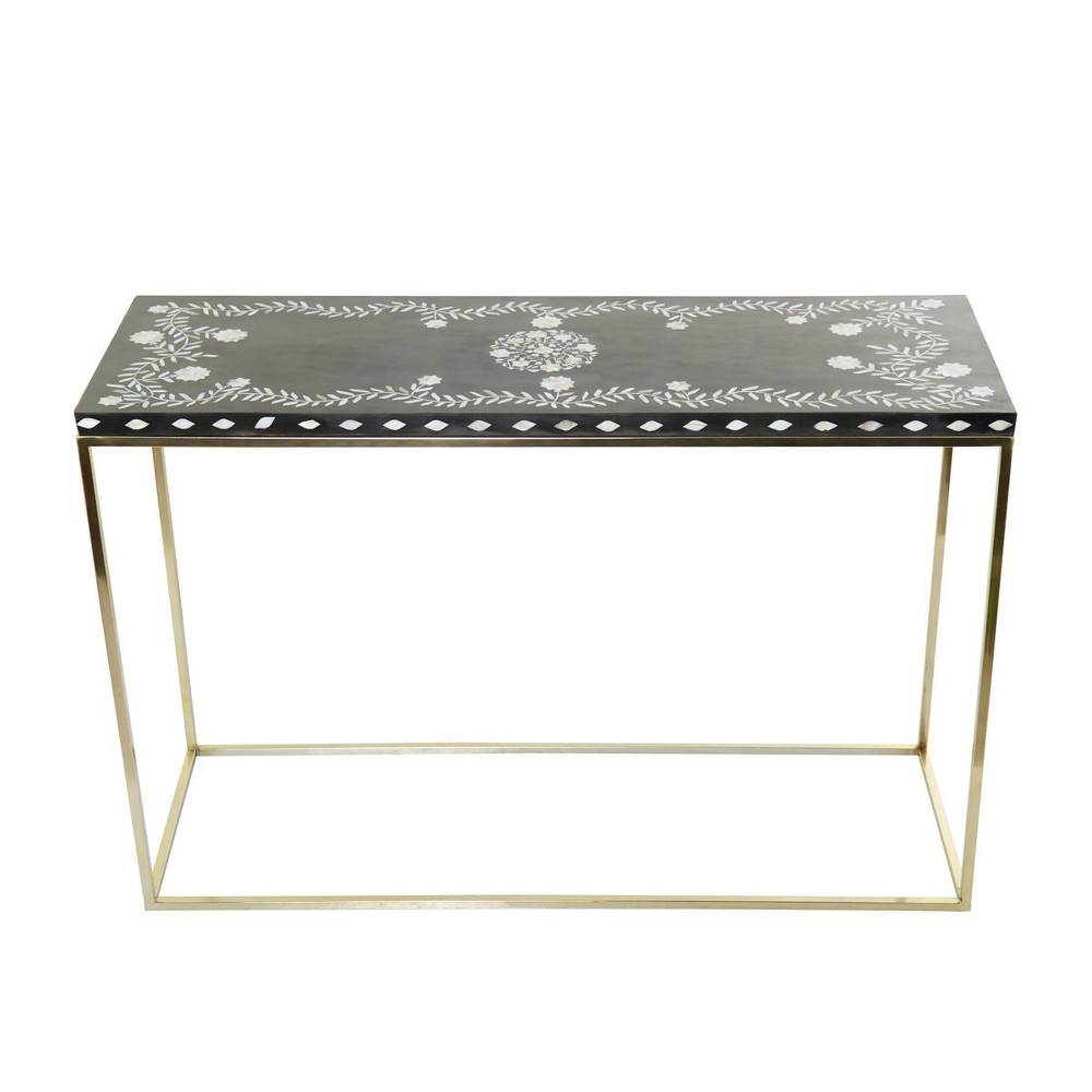 Photos - Coffee Table Eclectic Wood Console Table Gold - Olivia & May
