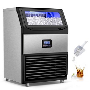 Hooure 25in Commercial Ice Maker Machine 450LBS/24H with 77LBS Large Ice Storage Bin, 144Pcs Clear Ice Cubes in 11Mins, Stainless Steel - 1 of 4