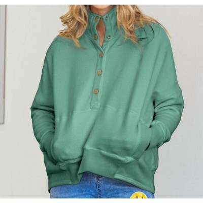 Women's Curvy Washed High Neck Sweatshirt - Hayden LA
