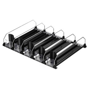 Unique Bargains Refrigerator Self-Pushing Width-Adjustable Beverage Drink Organizer Black - 1 of 4