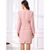 INSPIRE CHIC Women's Office Suit Tweed Peplum Collarless Button Down Blazer and Midi Skirt Sets 2 Pcs - 3 of 4