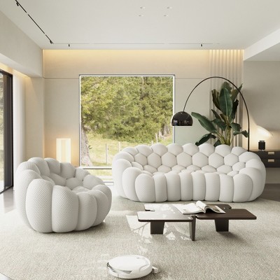 WJSHome 3 Seater Bubble Sofa and Single Seat Bean Bag Sofa, Comfy Mesh Fabric Upholstered Sofa for Living Room, Office, Apartment