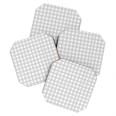 Allyson Johnson Gray Check Set of 4 Coasters - Deny Designs