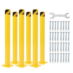 Safety Bollard2/4/6 Packs, 36/42/48 Inch Height Bollard Post, 4.5 Inches Diameter Steel Pipe, Yellow Safety Steel Bollard for Traffic-Sensitive Area - 1 of 4