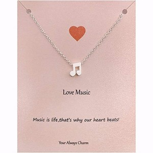 Women's Music Note Pendant Necklace, Stainless Steel Adjustable Chain for Music Lovers | Sentimental Gift with Meaning Card for Concert Festival - 1 of 4