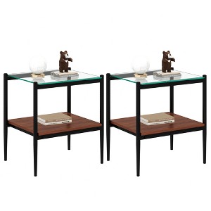 FONTOI Rectangle Coffee Table Set of 2 with Storage layer, Side Table for Living Room Bedroom Office, Black, 19.1"*15.35"*21.14" - 1 of 4