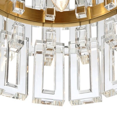 Burnished Brass and Crystal Drum Pendant Light 20.5"