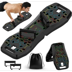 Foldable Push Up Board Set, Portable Home Gym with Ab Roller Wheel & Resistance Bands for Full Body Workout - 1 of 4