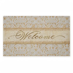 Stupell Industries Vintage Damask Neutrals Entry Printed Outdoor Door Mat, design by Tim Coffey, 18"x30" - 1 of 4