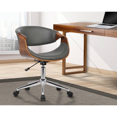 Geneva Faux Leather Chrome Office Chair Gray - Armen Living