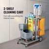 VEVOR Cleaning Cart, 3-Shelf Commercial Janitorial Cart, 200 lbs Capacity Plastic Housekeeping Cart, with 25 Gallon PVC Bag, 47" x 20" x 38.6" - 3 of 4