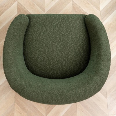 32" Green Boucle Swivel Barrel Accent Chair