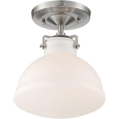 Possini Euro Design Modern Industrial Ceiling Light Semi Flush Mount Fixture Nickel 9 1/2" Wide Glass for House Bedroom Kitchen