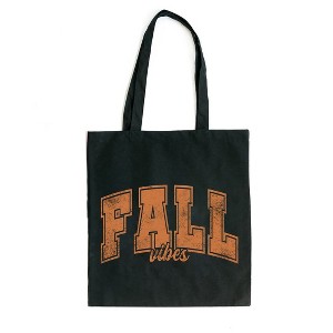 City Creek Prints Fall Vibes Varsity Canvas Tote Bag - 15x16 - Black - 1 of 2