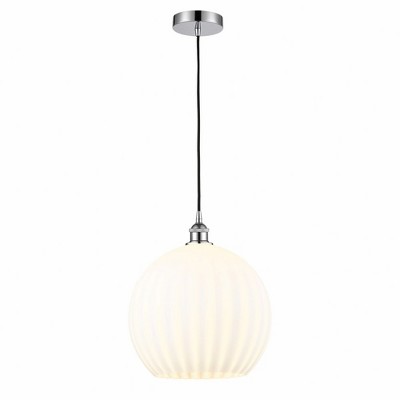 White Venetian - 1 Light Cord Hung Pendant In Modern Style-16.63 Inches Tall and 13.75 Inches Wide
