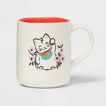 16oz Stoneware Cat Mug White - Opalhouse™