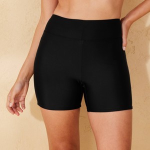 Women's High Waist 5" Swim Bike Shorts - Shade & Shore™ Black - 1 of 4
