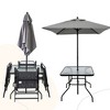 6-Piece Patio Dining Set, Patio Furniture Set With 4 Folding Dining Chairs, Square Table, Umbrella, Tempered Glass Table Top, Outdoor Dining Set - 2 of 4