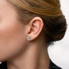 Pompeii3 .60Ct Petal Green Emerald Diamond Earrings 14k White Gold Lab Created Screw Back - 4 of 4