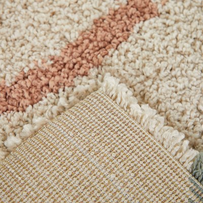 Cream and Multicolor Synthetic Shag Kids' Rug, 5'3" x 7'