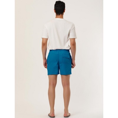 Lars Amadeus Men's Summer Cool Solid Color Drawstring Waist Beach Swimming Trunks 2 Packs Dusty Blue/Orange 32 — фото 5