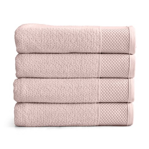 Market & Place Cotton Quick Dry Waffle Weave 4-Pack Bath Towel Set Light Grey