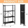 SKONYON 4-Tier Foldable Metal Shelving Unit with Wheels - Black - 4 of 4