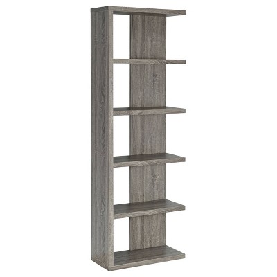 Transitional Weathered Gray 5-Tier Wood Bookcase
