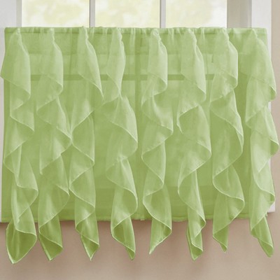 Sweet Home Collection | Sheer Voile Vertical Ruffle Window Kitchen Curtain