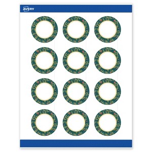 Avery Labels, 2" Diameter, Gold-Teal Berries, Matte, 120ct - 1 of 4