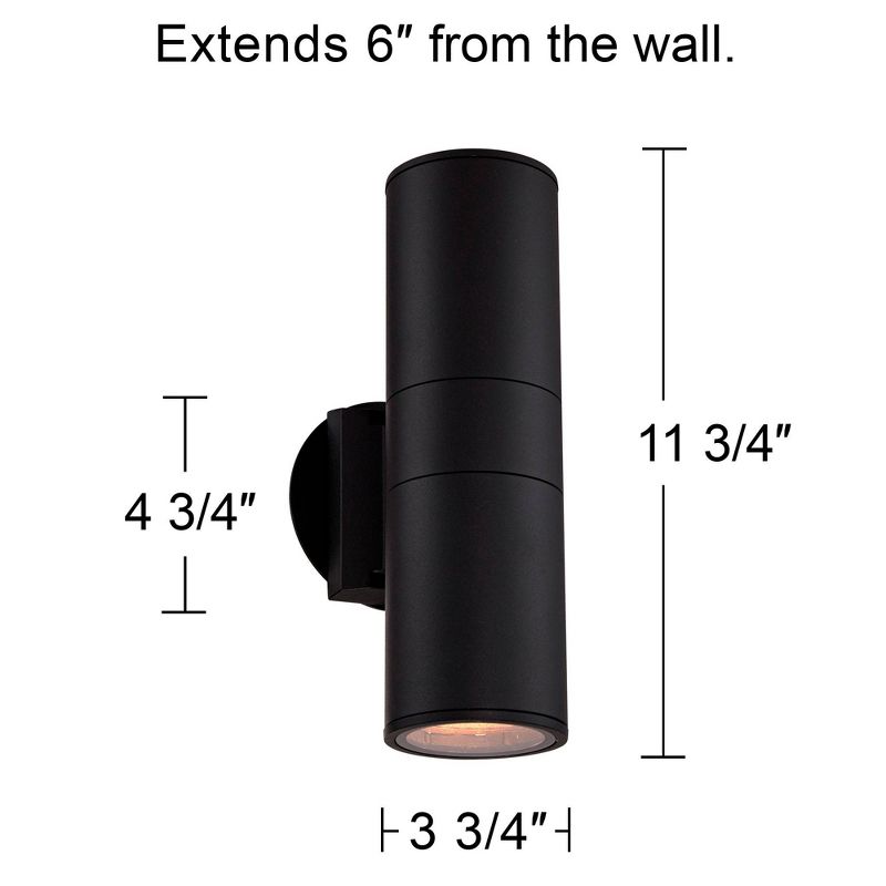 Possini Euro Design Ellis Modern Outdoor Wall Light Fixture Black Cylinder Up Down 11 3/4" for Post Exterior Light Barn Deck Post Light House Porch, 4 of 10