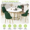 5 PCS Extendable Dining Table Set Foldable Dining Set Space-Saving Kitchen Table Set with 4 Upholstered Chairs and Round Faux Marble Table-Modernluxe - 3 of 4