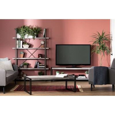 Elegant Driftwood Gray Rectangular Coffee Table with Metal Legs