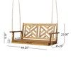 NAYSAYE Patio Swing Acacia Wood Porch Swing with Slatted Design for Backyard Relaxation, Teak, 25.25"*22"*41.89" - 3 of 4