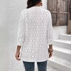 Embroidered 3/4 Sleeve Caridgan Open Front Bracelet Sleeve Lace Cardigan Lightweight Semi Sheer Beach Cover Up Tops Womens Summer Tops - 2 of 4