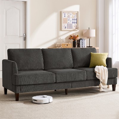 Gericco 3 Seater Sofa Couch with Deep Seats, 89" Mid Century Modern Upholstered Sofa, Comfy Corduroy Sofas with Armrests