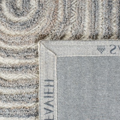 Beige and Gray Wool Handmade Tufted Runner Rug