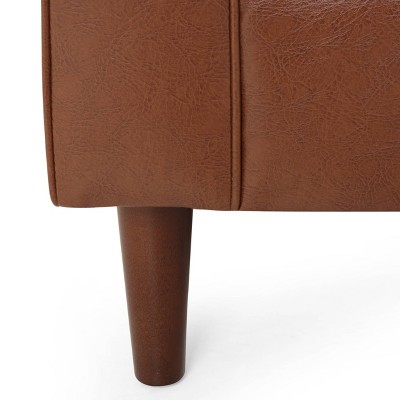 Cognac Brown Faux Leather Tufted 3-Piece Sofa and Club Chair Set